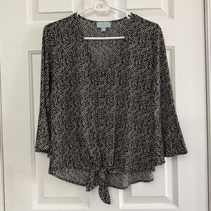 Veronica M Black and White Patterned Blouse